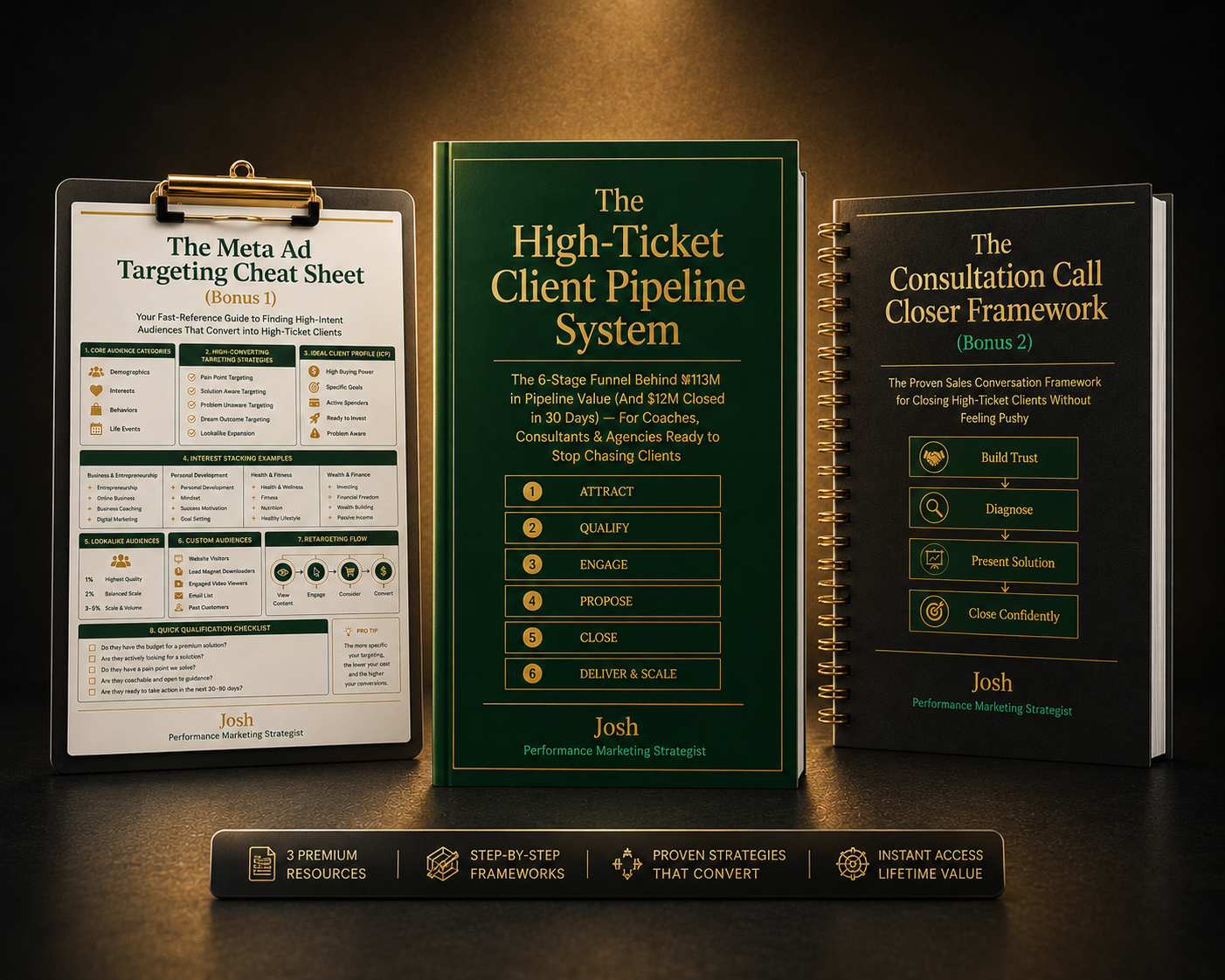 Full bundle, The High-Ticket Client Pipeline System + both bonuses